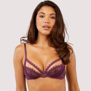 Playful Promises Astrid Merlot Lace And Trim Bra NWT